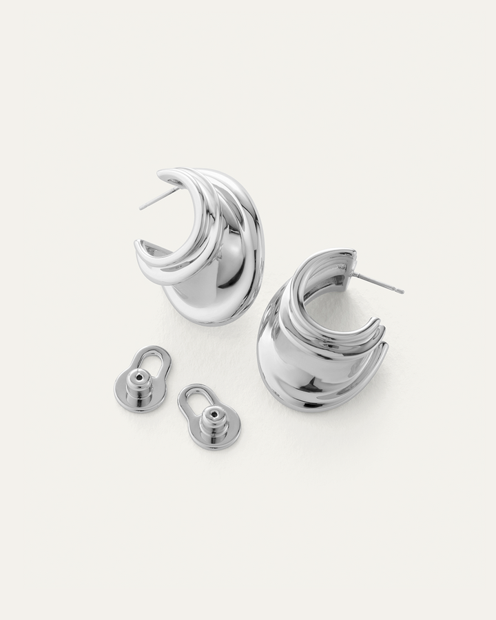Jenny Bird Leona Hoop Earrings in Silver available at Barbara Katz