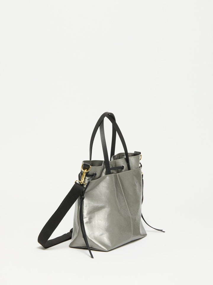 Jack Gomme Emy Linen Tote Bag in Silver available at Barbara Katz