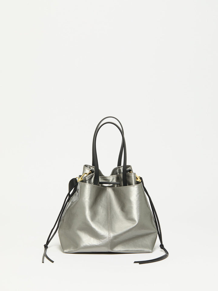 Jack Gomme Emy Linen Tote Bag in Silver available at Barbara Katz