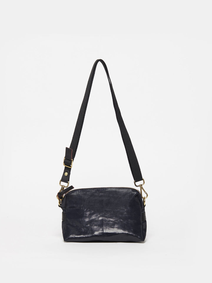 Jack Gomme Mini Linen Shoulder Bag in Deep available at Barbara Katz