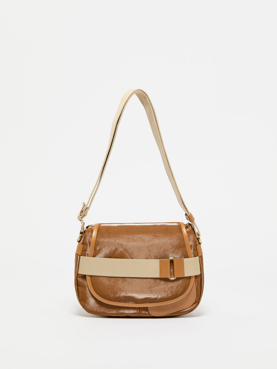 Jack Gomme Petit Gaby Linen Shoulder Bag in Havana available at Barbara Katz