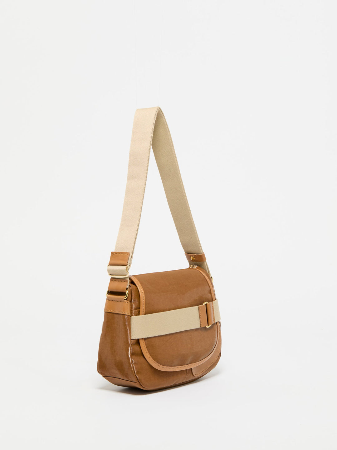 Jack Gomme Petit Gaby Linen Shoulder Bag in Havana available at Barbara Katz