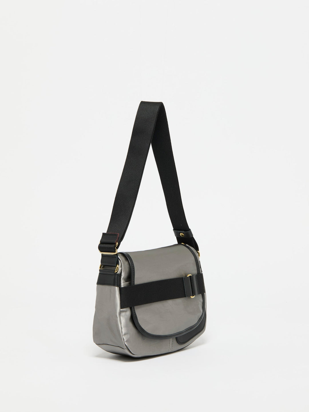 Jack Gomme Petit Gaby Linen Shoulder Bag in Silver available at Barbara Katz
