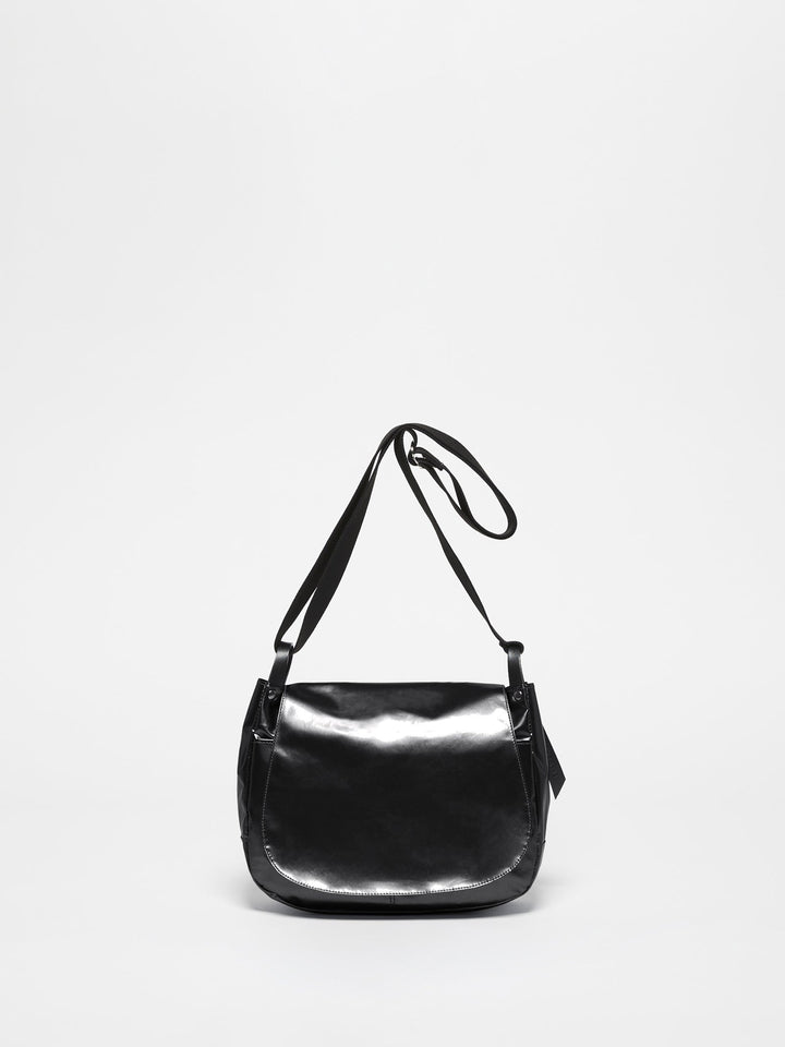 Jack Gomme Nico Light Shoulder Bag in Shiny Noir available at Barbara Katz