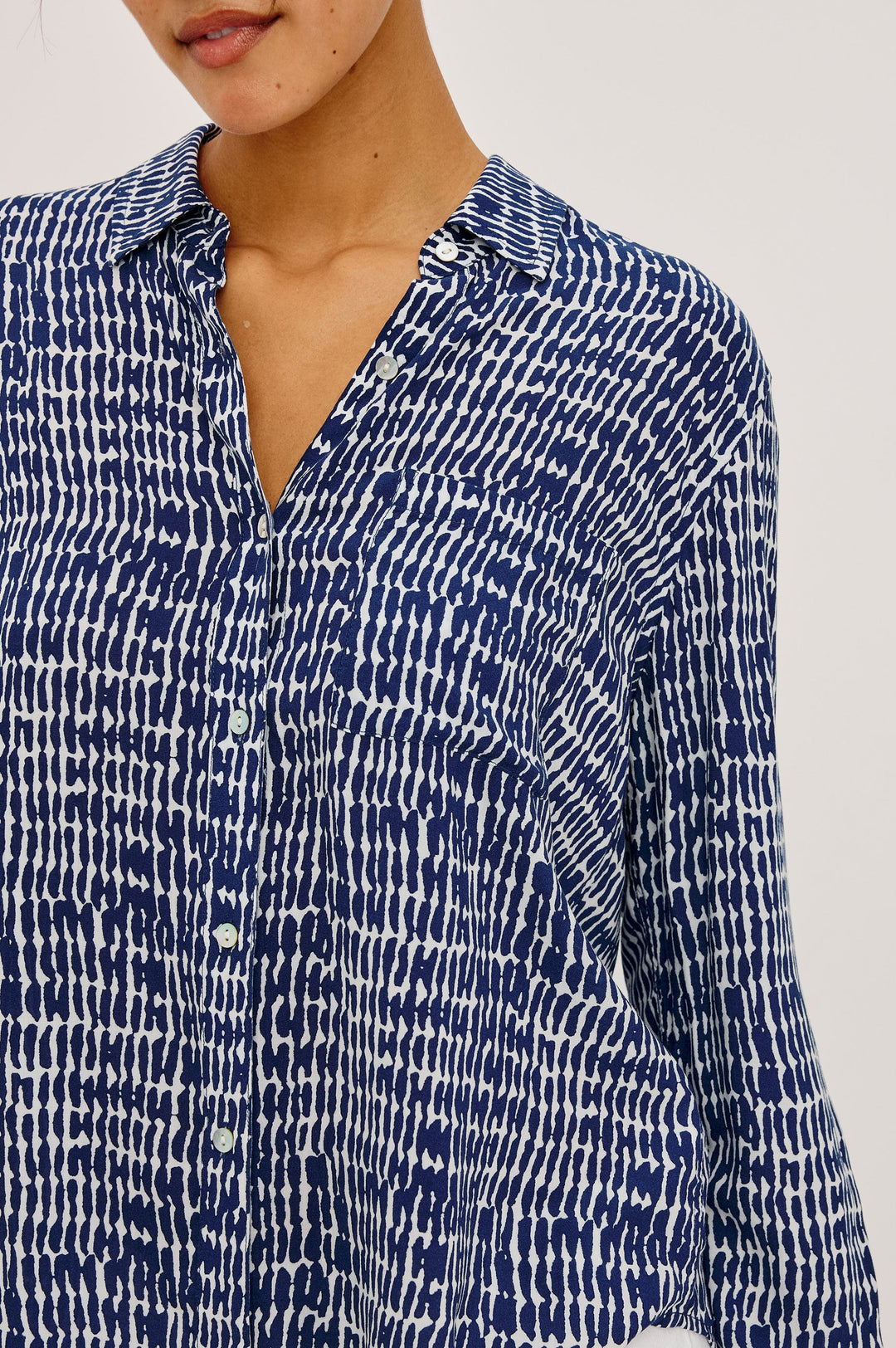 Rails Josephine Shirt in Navy Pebbled  print available at Barbara Katz