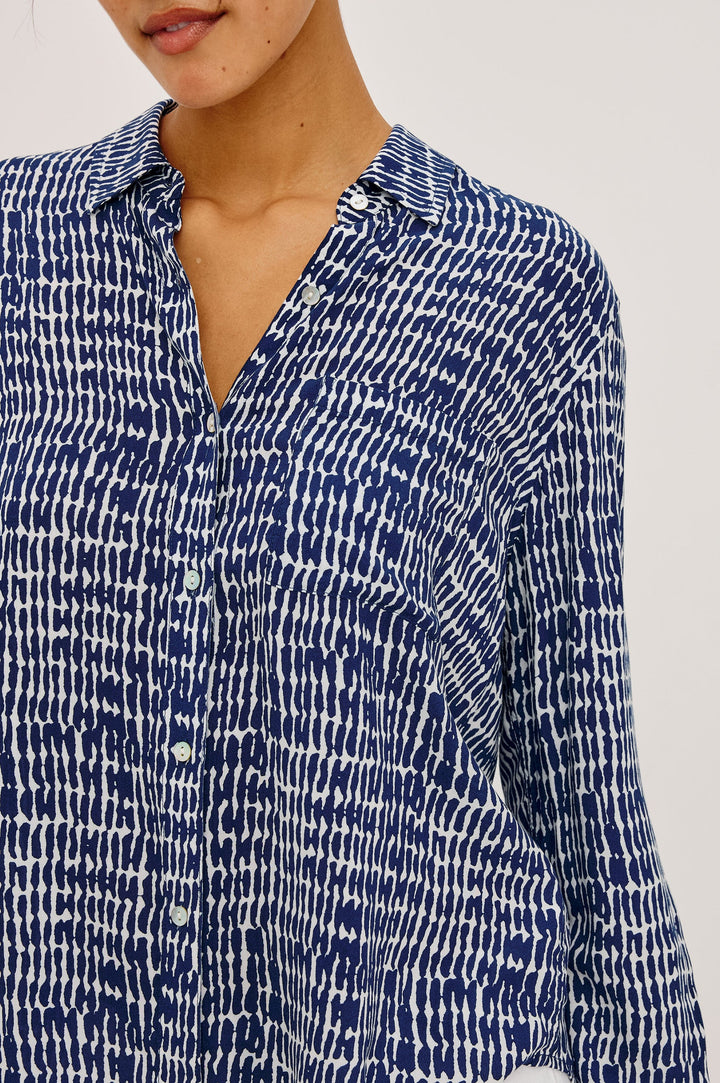 Rails Josephine Shirt in Navy Pebbled  print available at Barbara Katz