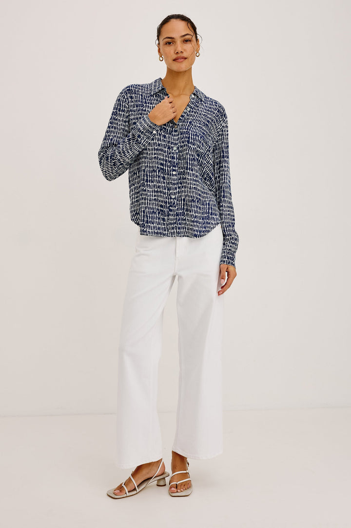 Rails Josephine Shirt in Navy Pebbled  print available at Barbara Katz