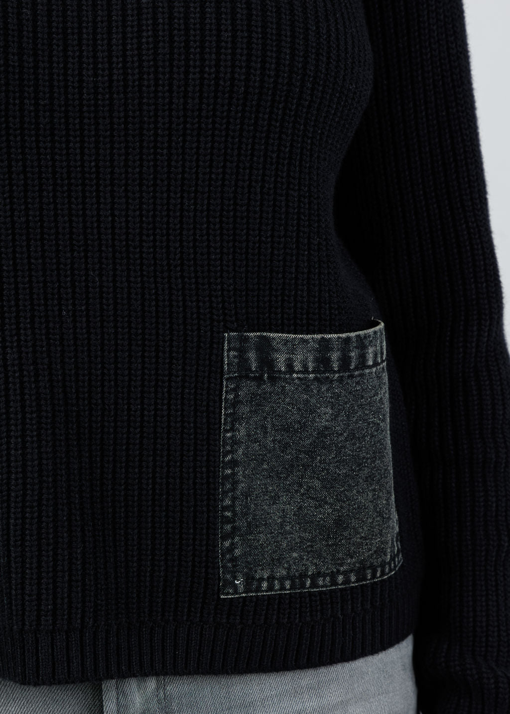 J Society Denim Pocket Crew Sweater in Black available at Barbara Katz
