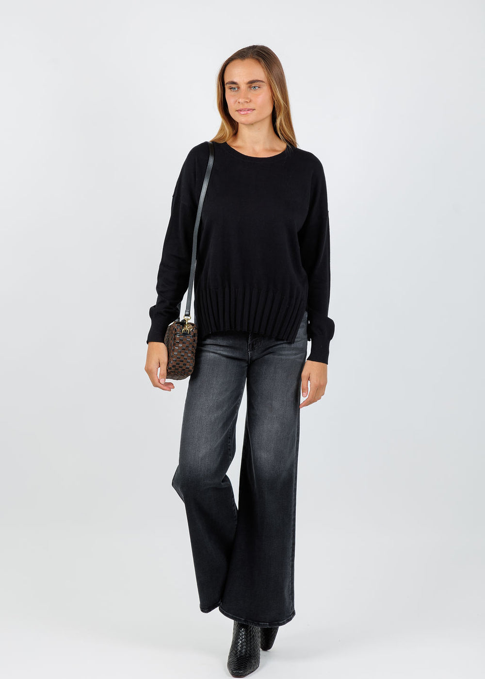 J Society Pleated Sweater in Black available at Barbara Katz
