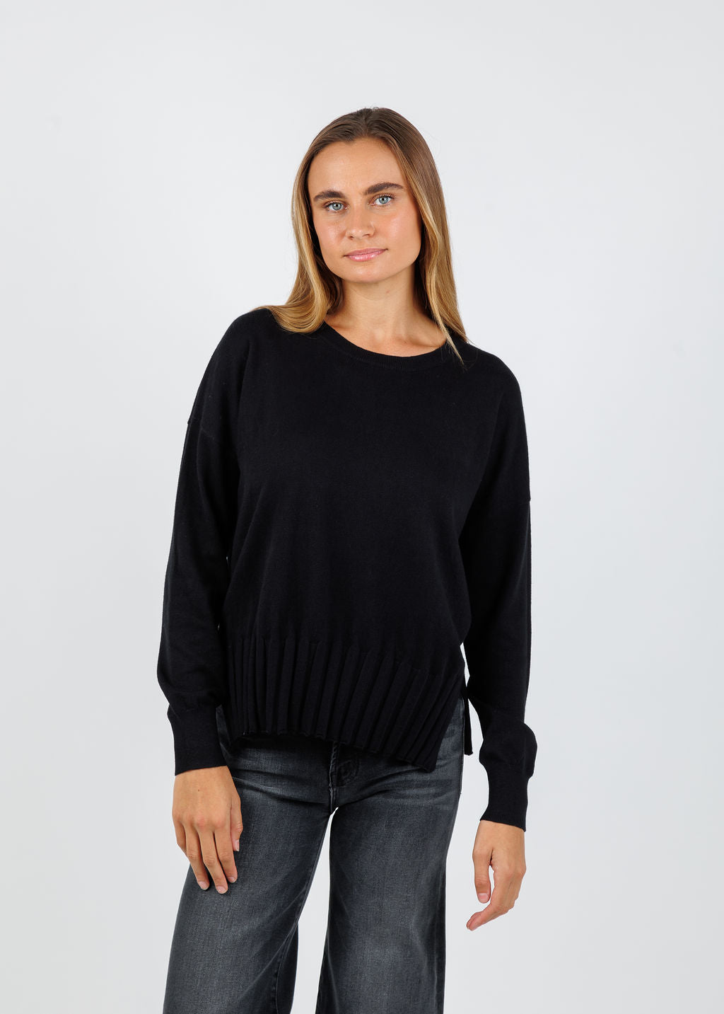 J Society Pleated Sweater in Black available at Barbara Katz