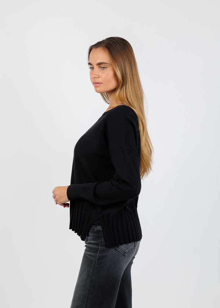 J Society Pleated Sweater in Black available at Barbara Katz