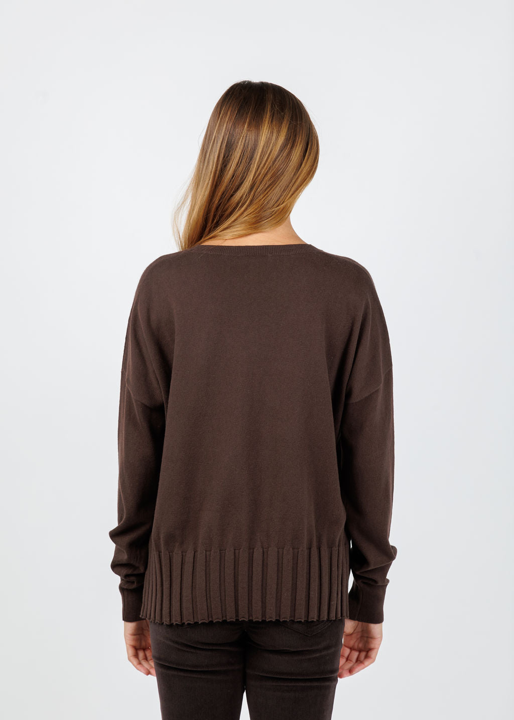 J Society Pleated Sweater in Chocolate available at Barbara Katz