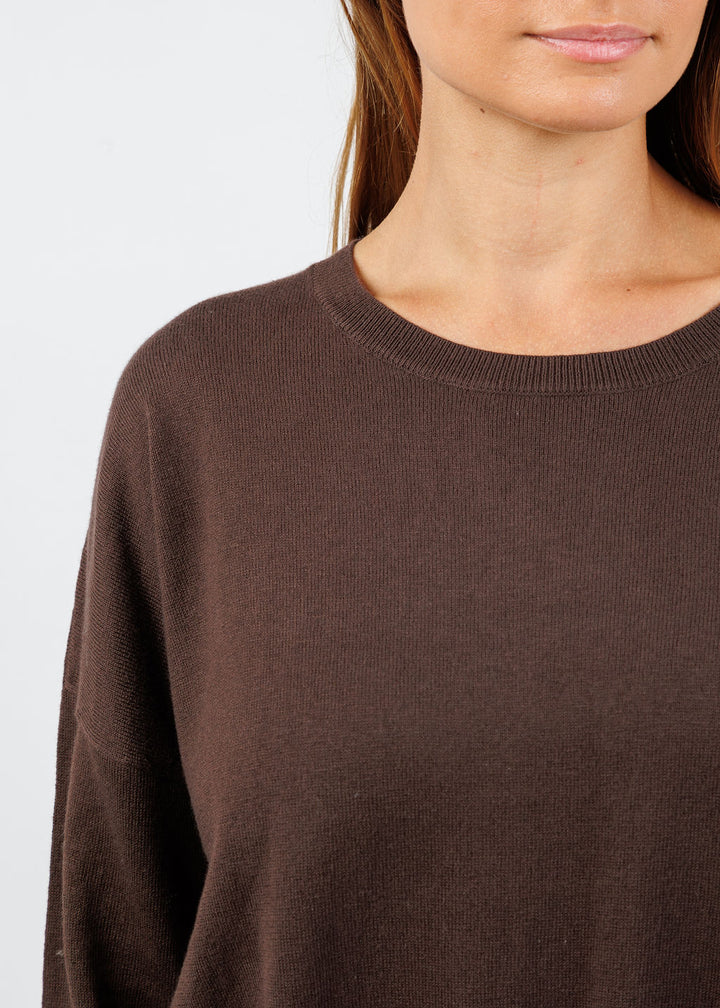J Society Pleated Sweater in Chocolate available at Barbara Katz