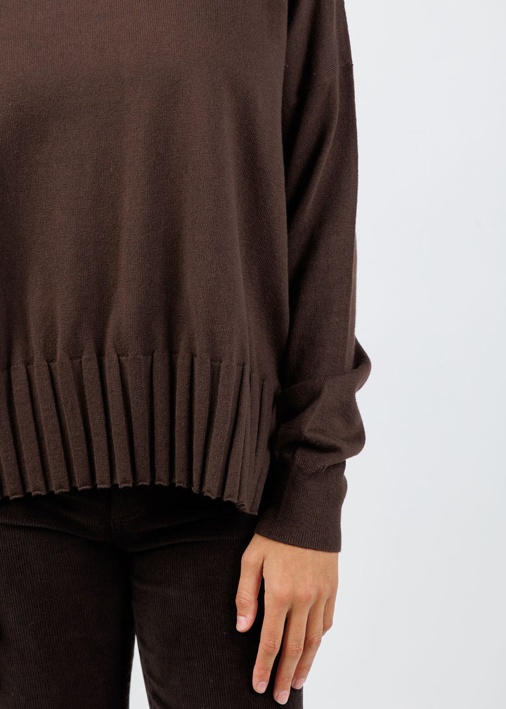 J Society Pleated Sweater in Chocolate available at Barbara Katz