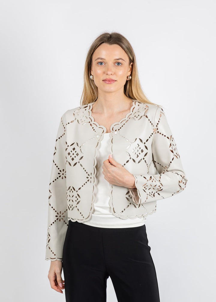 J Society Alanna Laser Cut Jacket in Stone available at Barbara Katz