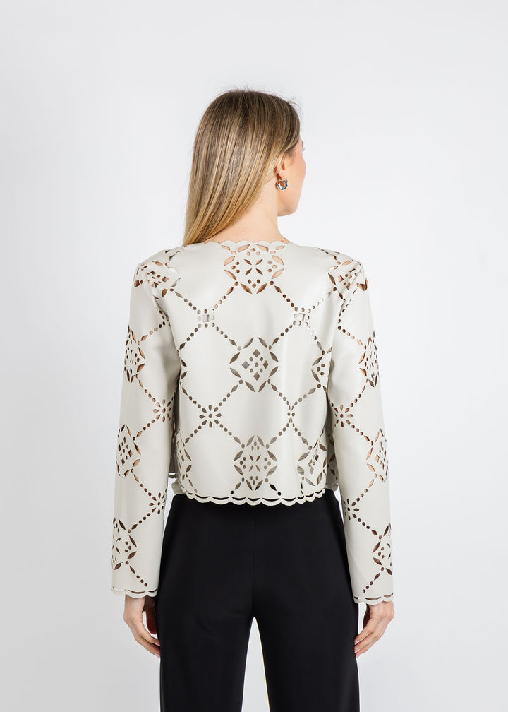 J Society Alanna Laser Cut Jacket in Stone available at Barbara Katz