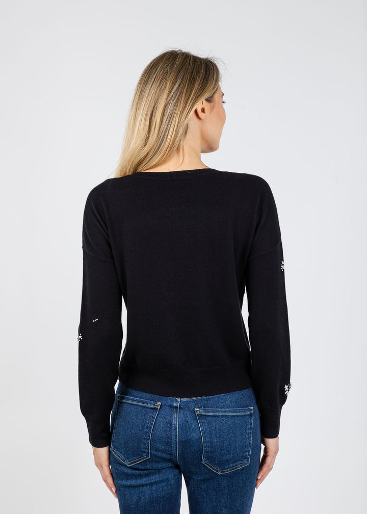 J Society Ariana Brooch Crew Sweater in Black available at Barbara Katz