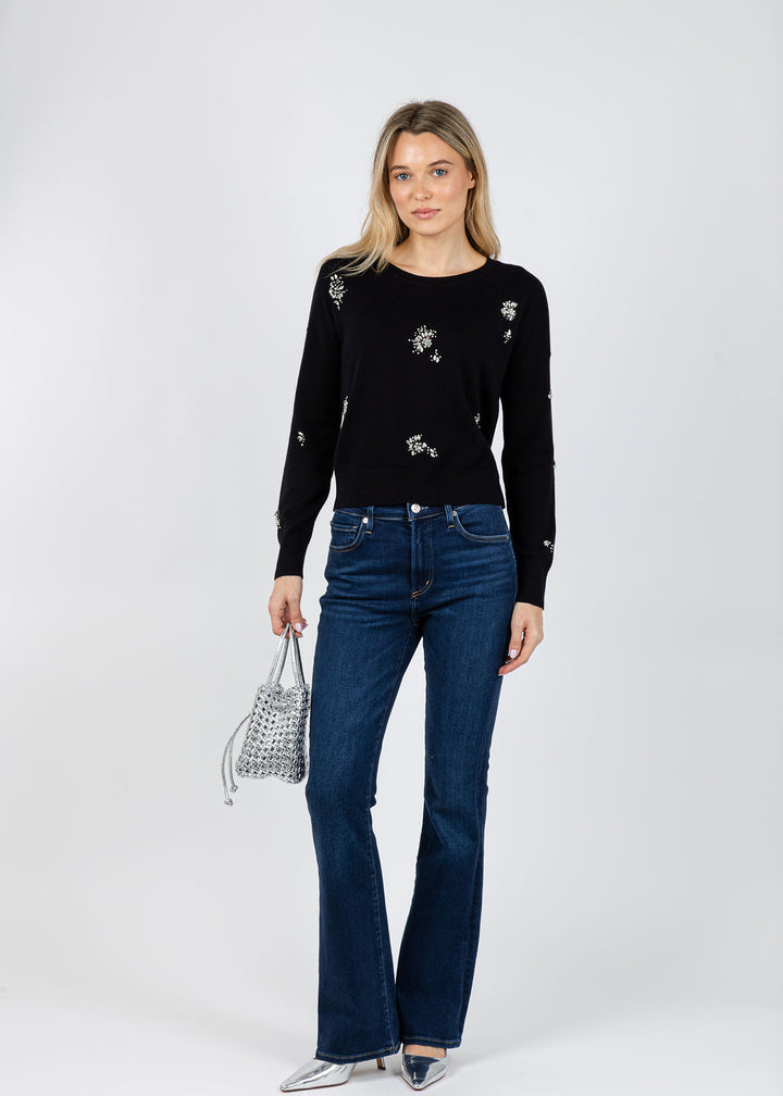 J Society Ariana Brooch Crew Sweater in Black available at Barbara Katz
