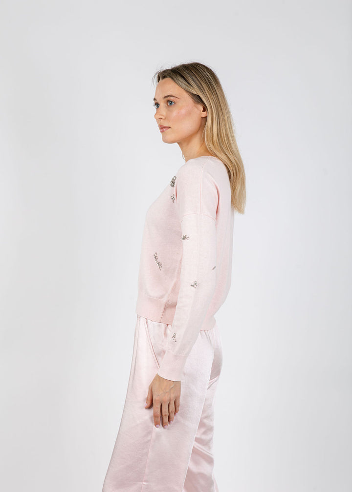J Society Ariana Brooch Crew Sweater in Blush available at Barbara Katz
