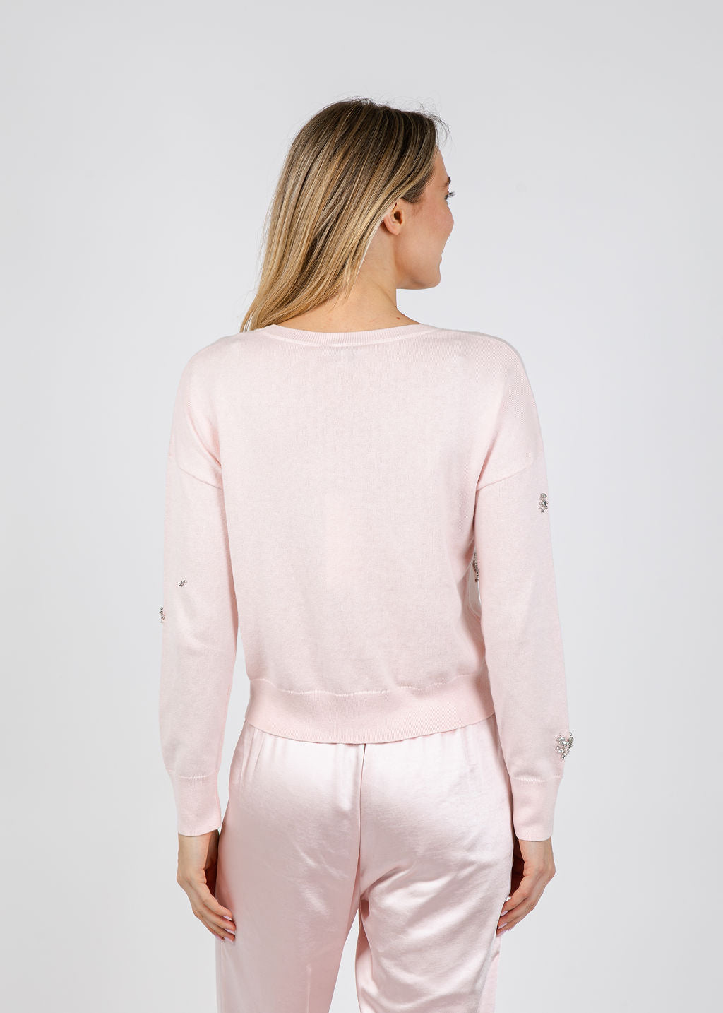 J Society Ariana Brooch Crew Sweater in Blush available at Barbara Katz