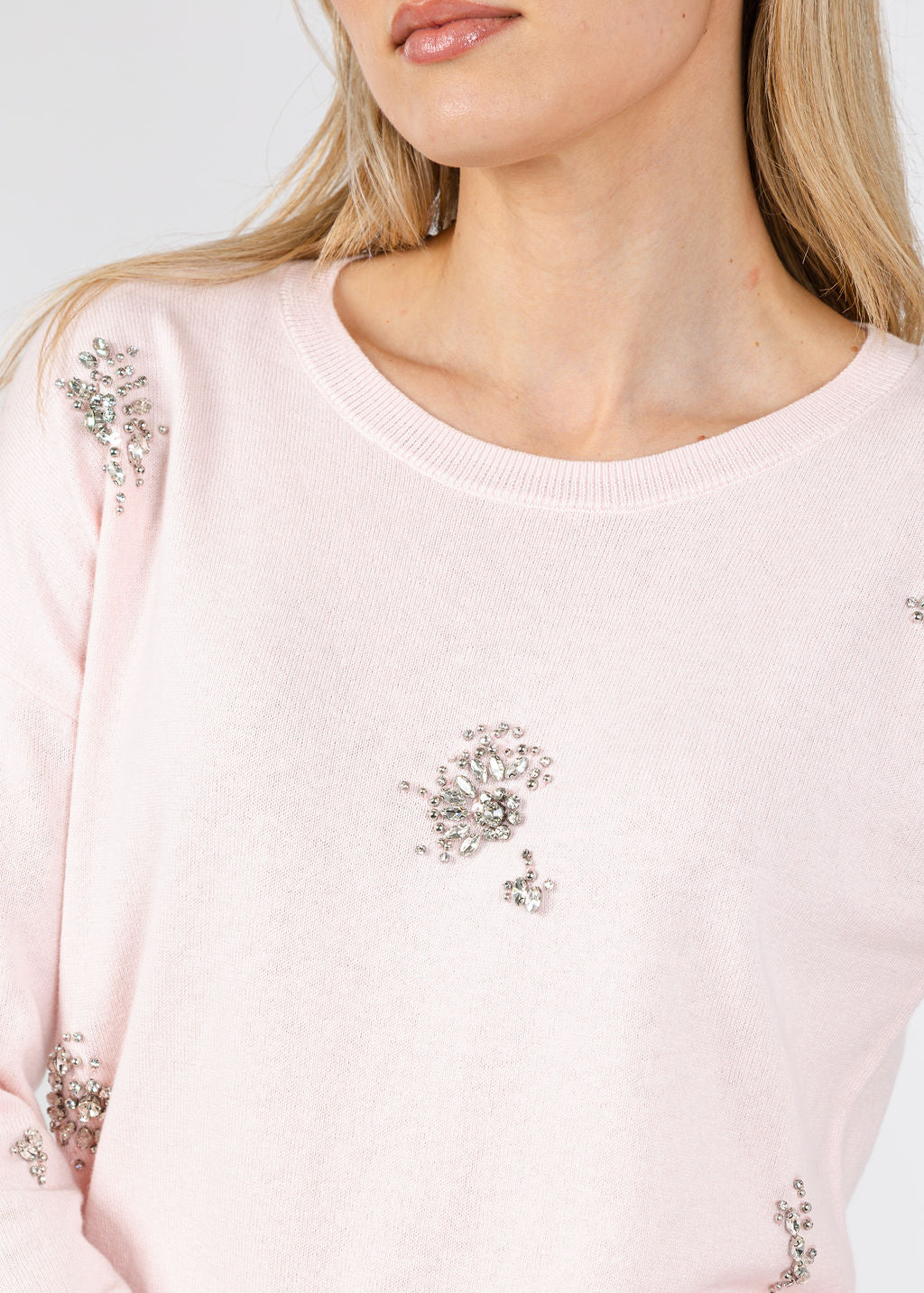 J Society Ariana Brooch Crew Sweater in Blush available at Barbara Katz