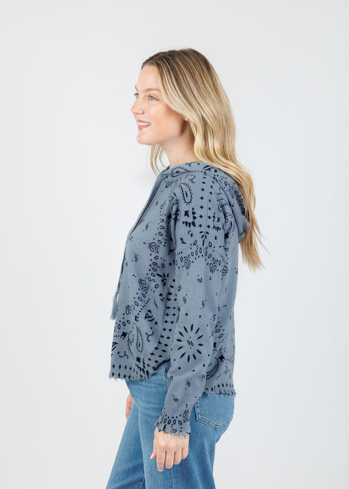 J Society Bandana Hoodie in Denim available at Barbara Katz
