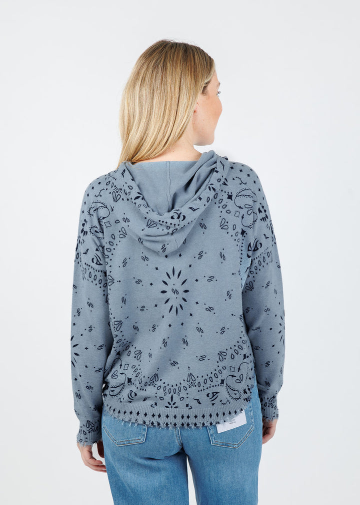 J Society Bandana Hoodie in Denim available at Barbara Katz