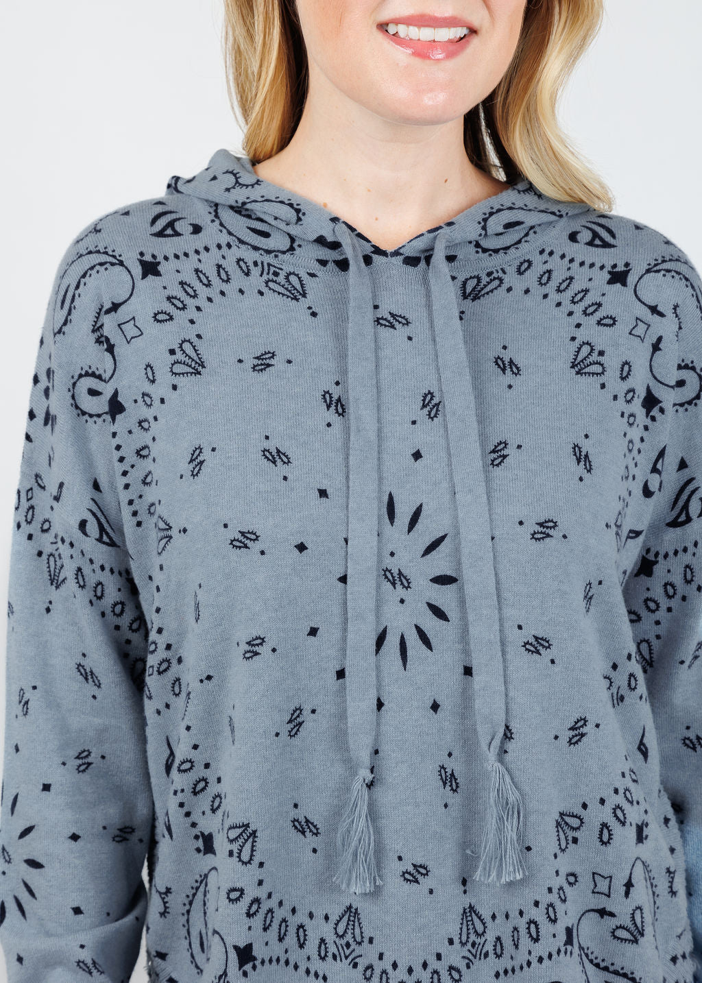 J Society Bandana Hoodie in Denim available at Barbara Katz