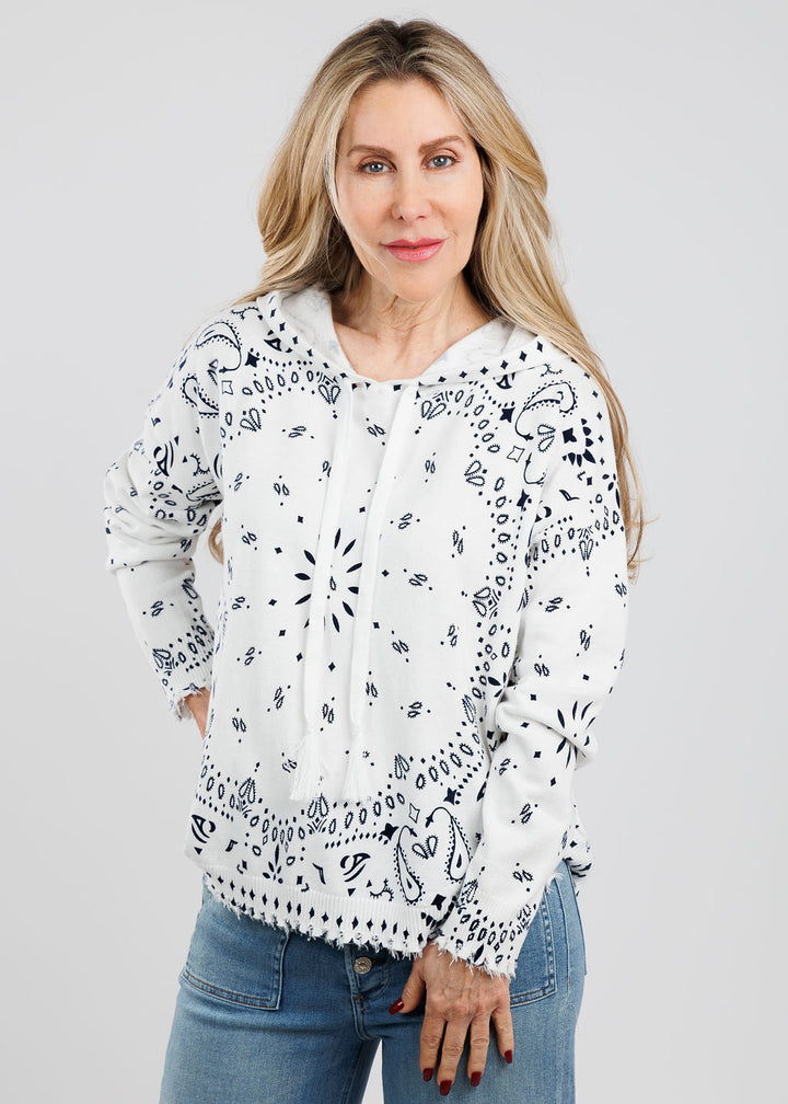 J Society Bandana Hoodie in White available at Barbara Katz