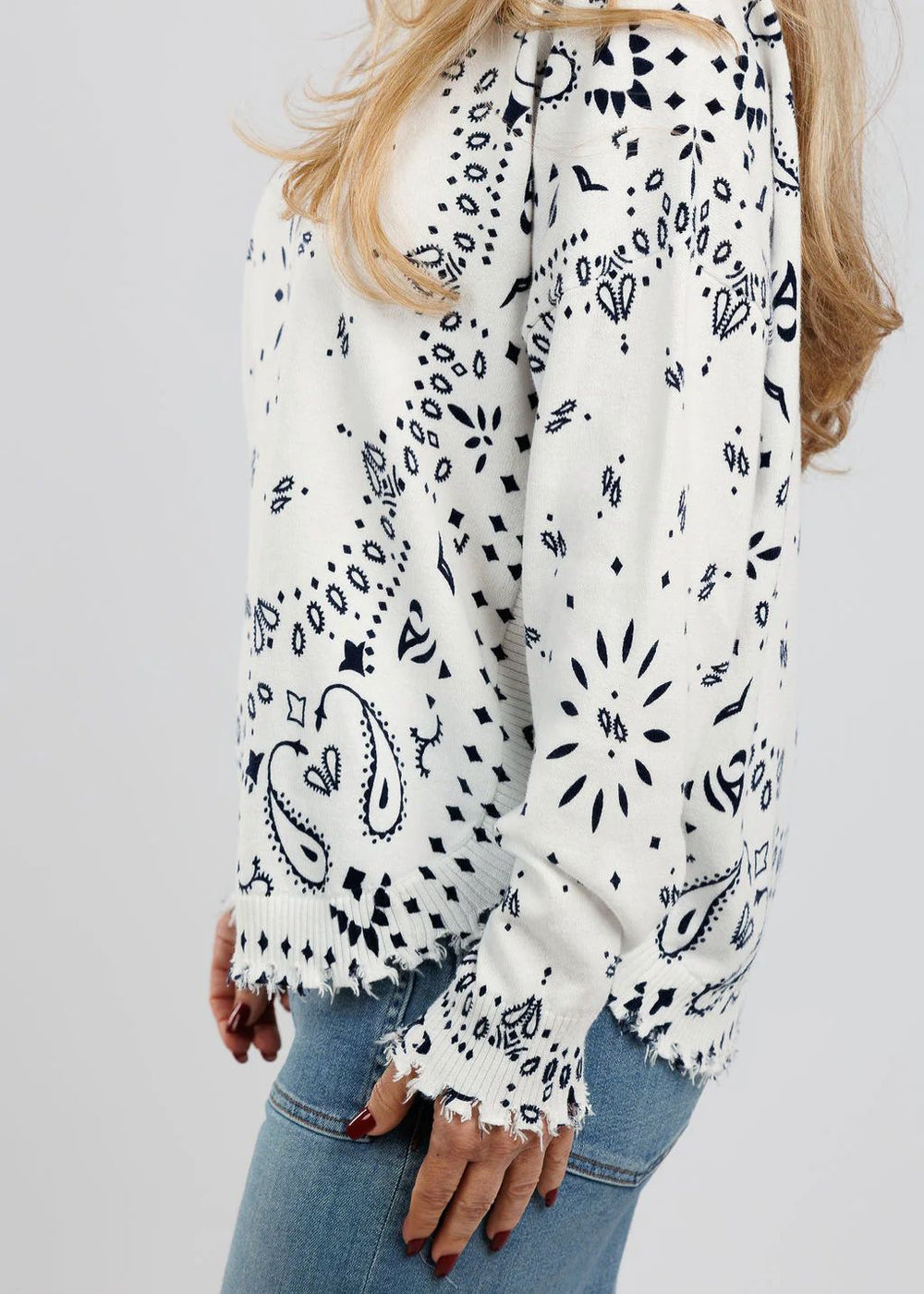 J Society Bandana Sweater in Oat available at Barbara Katz