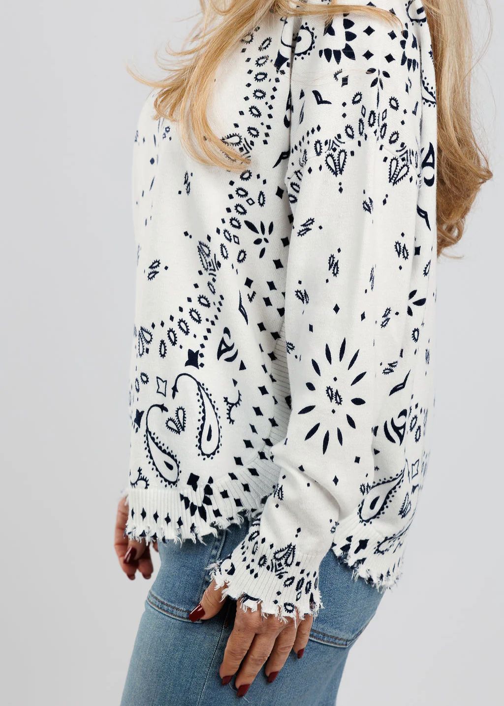 J Society Bandana Sweater in Oat available at Barbara Katz