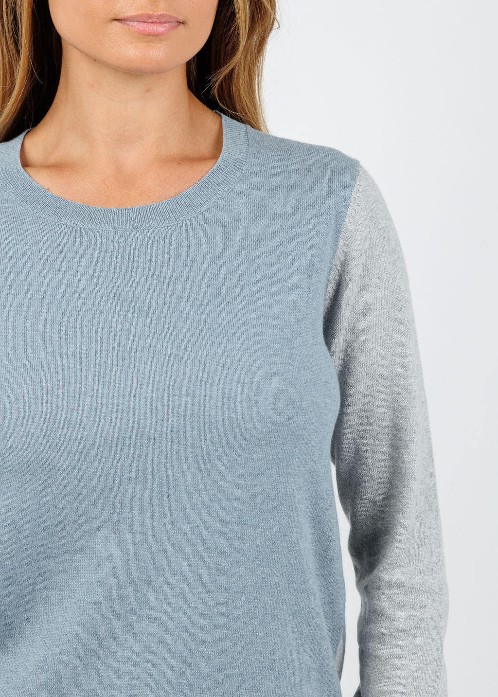 J Society Camo Distressed Crew Sweater in Denim available at Barbara Katz