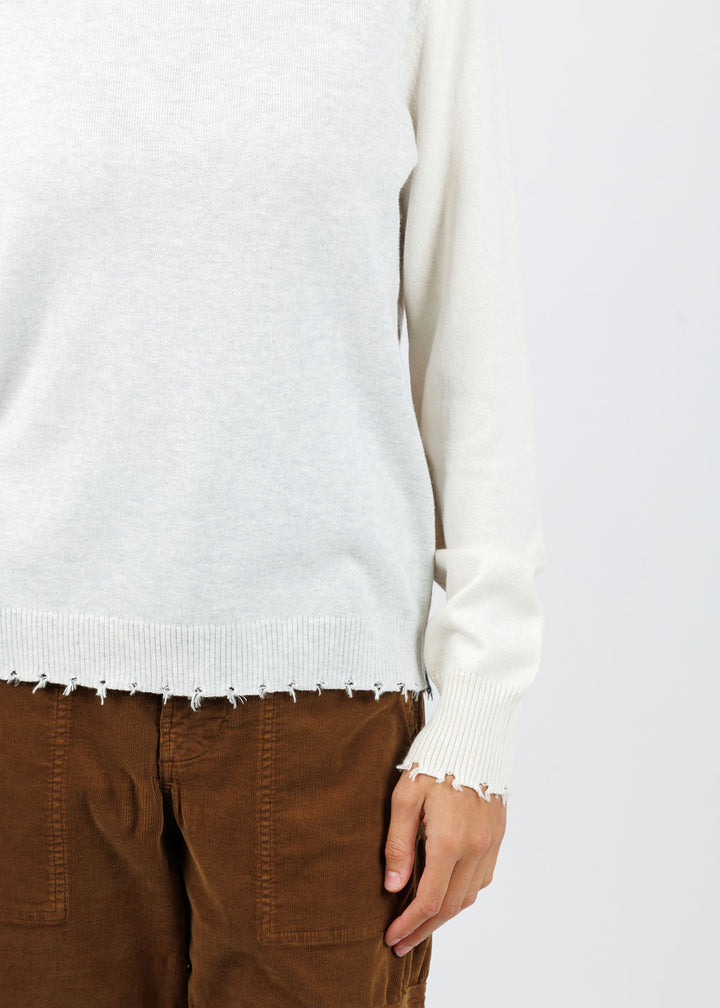 J Society Camo Distressed Crew Sweater in Neutral available at Barbara Katz