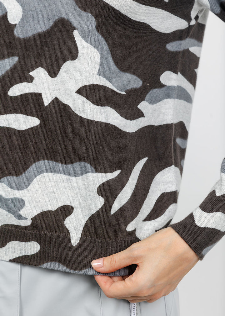 J Society Camo Heart Crew Sweater in Silver available at Barbara Katz