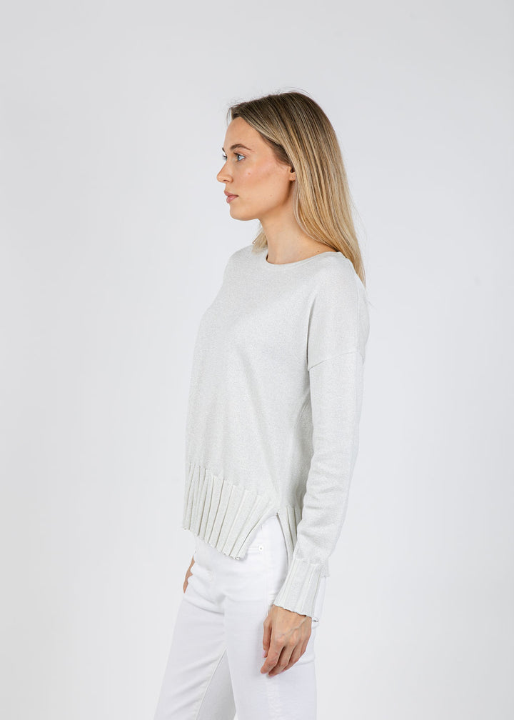 J Society Chloe Rib Bottom Crew Sweater in Ivory available at Barbara Katz