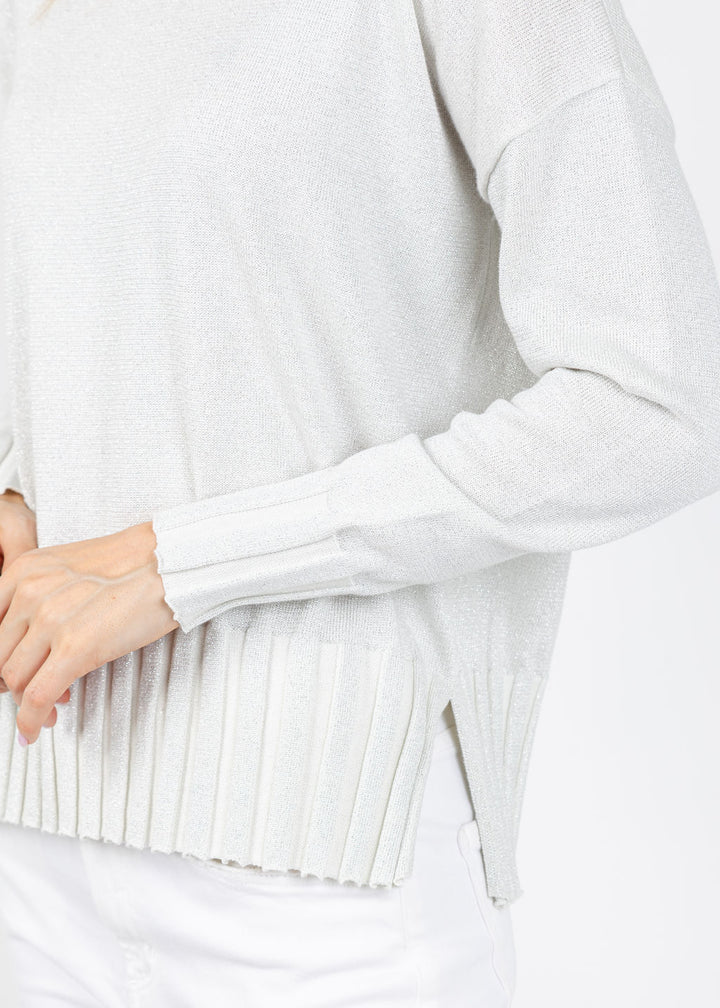 J Society Chloe Rib Bottom Crew Sweater in Ivory available at Barbara Katz