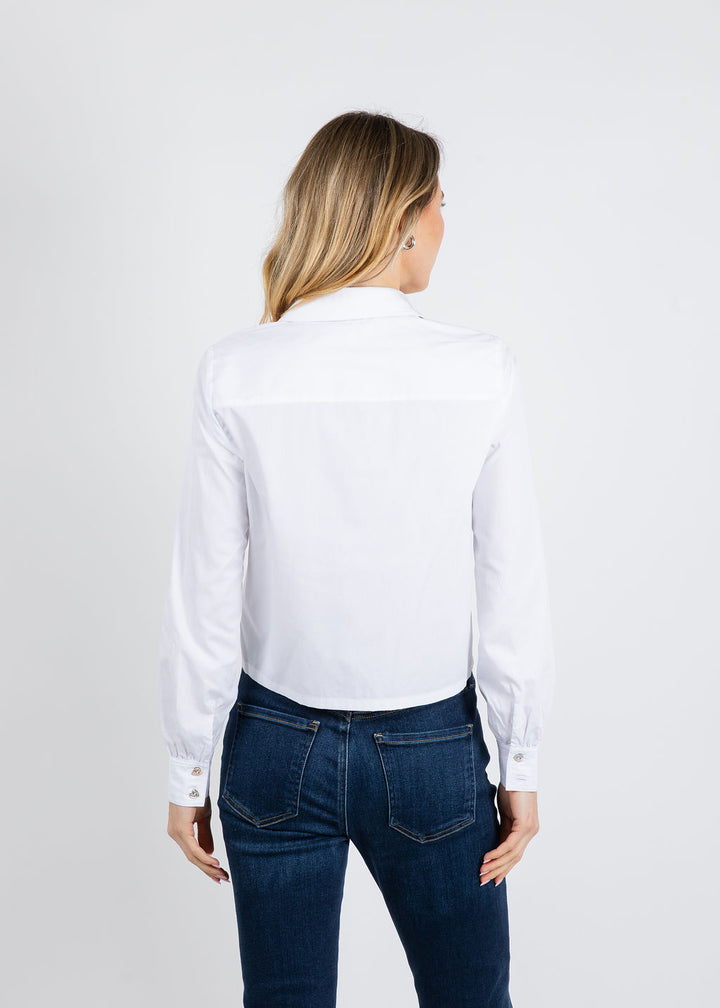 J Society Crista Heart Crop Shirt in White available at Barbara Katz