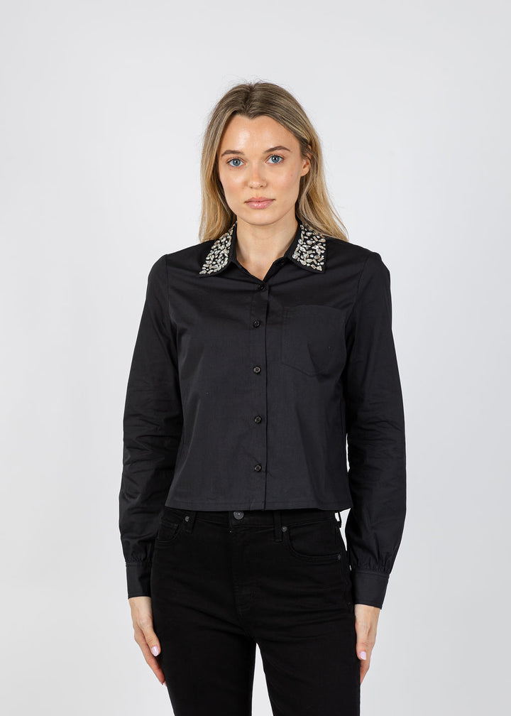 J Society Crystal Shirt in Black available at Barbara Katz