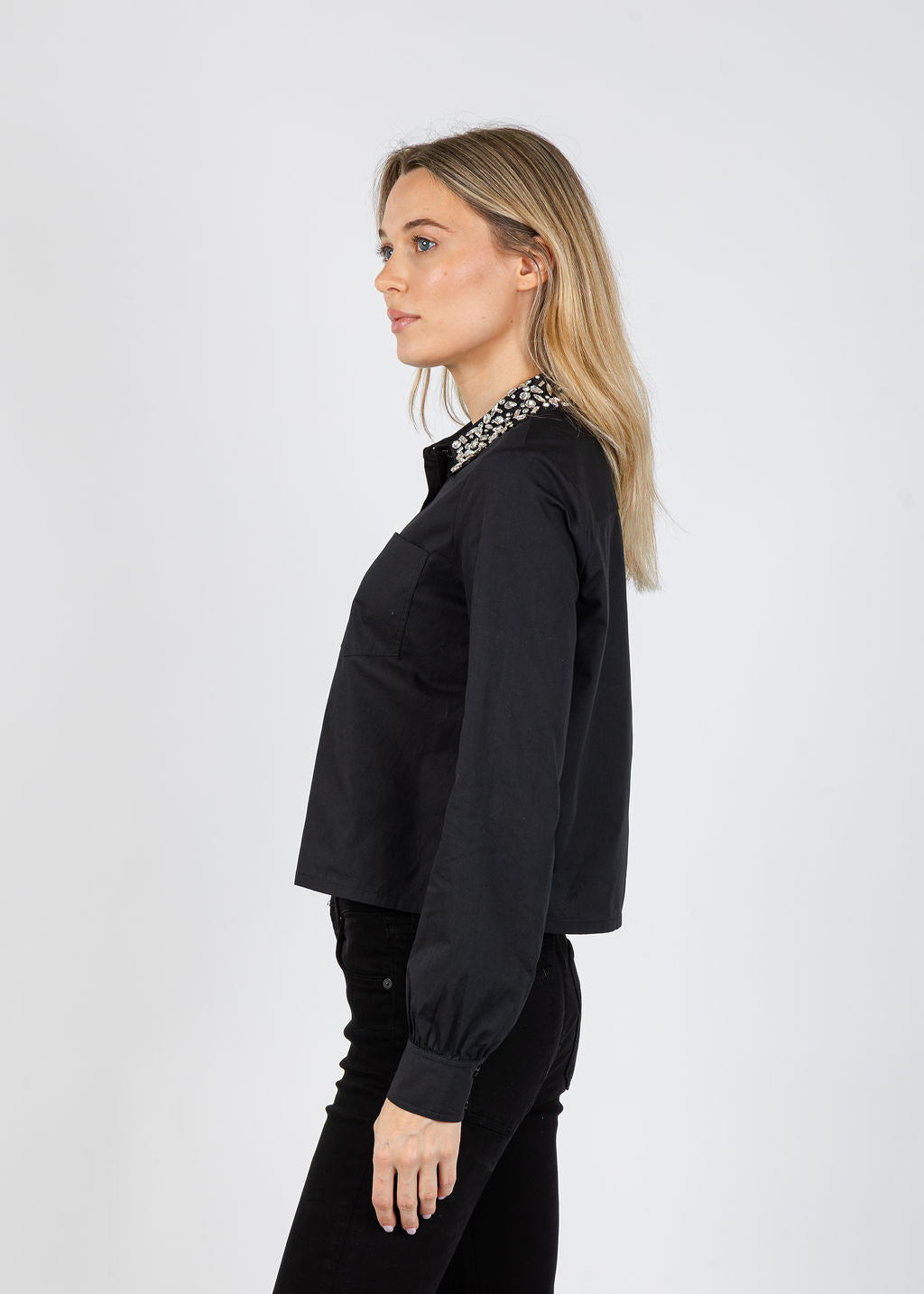 J Society Crystal Shirt in Black available at Barbara Katz