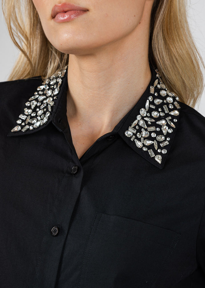 J Society Crystal Shirt in Black available at Barbara Katz