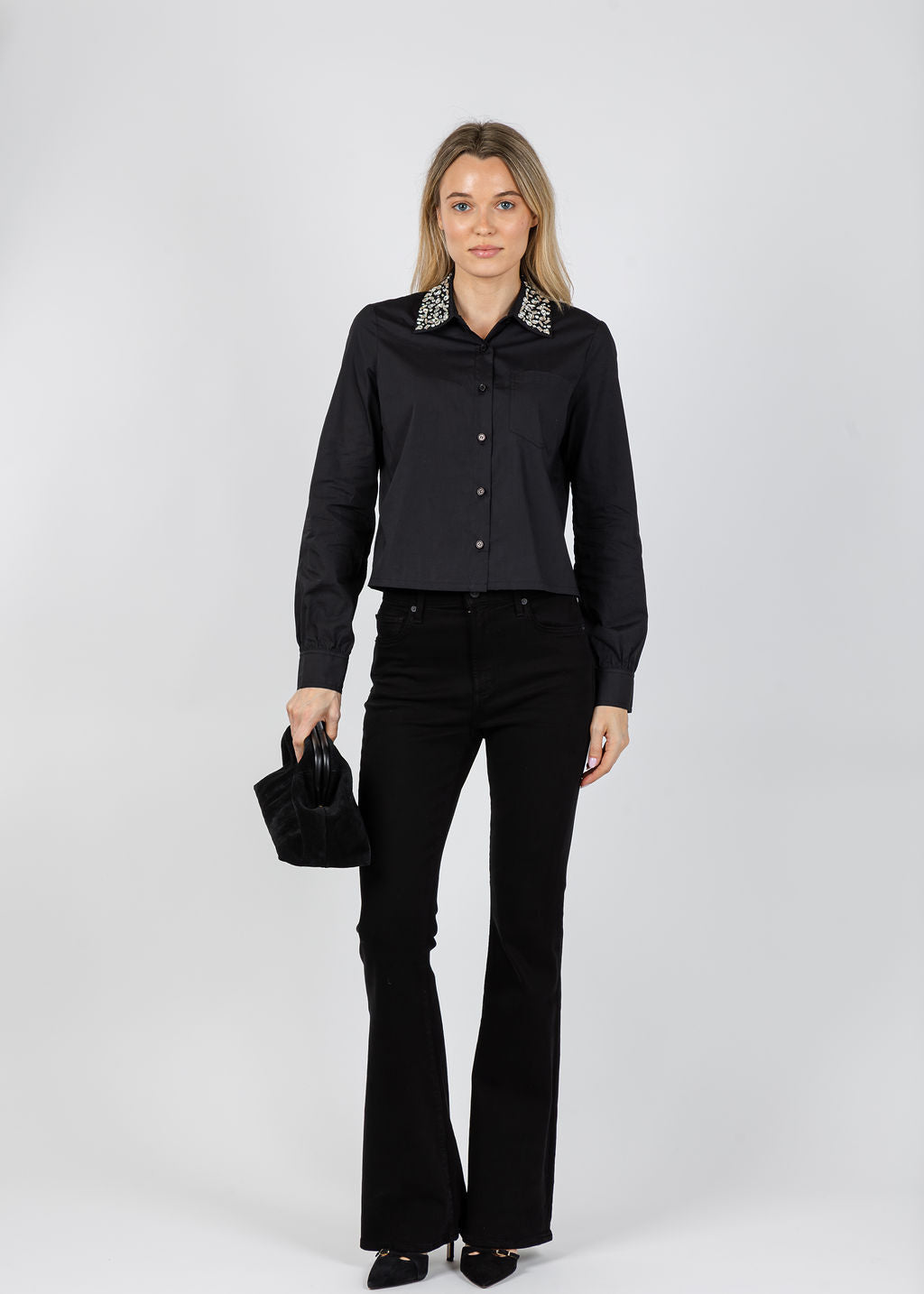 J Society Crystal Shirt in Black available at Barbara Katz