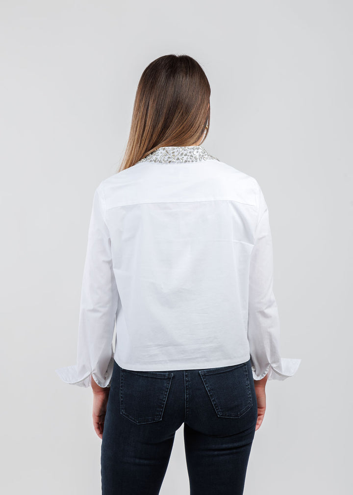 J Society Crystal Shirt in White available at Barbara Katz