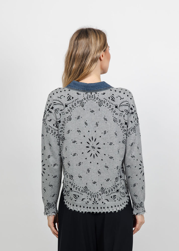 J Society Denim Collar Bandana Top in Heather available at Barbara Katz
