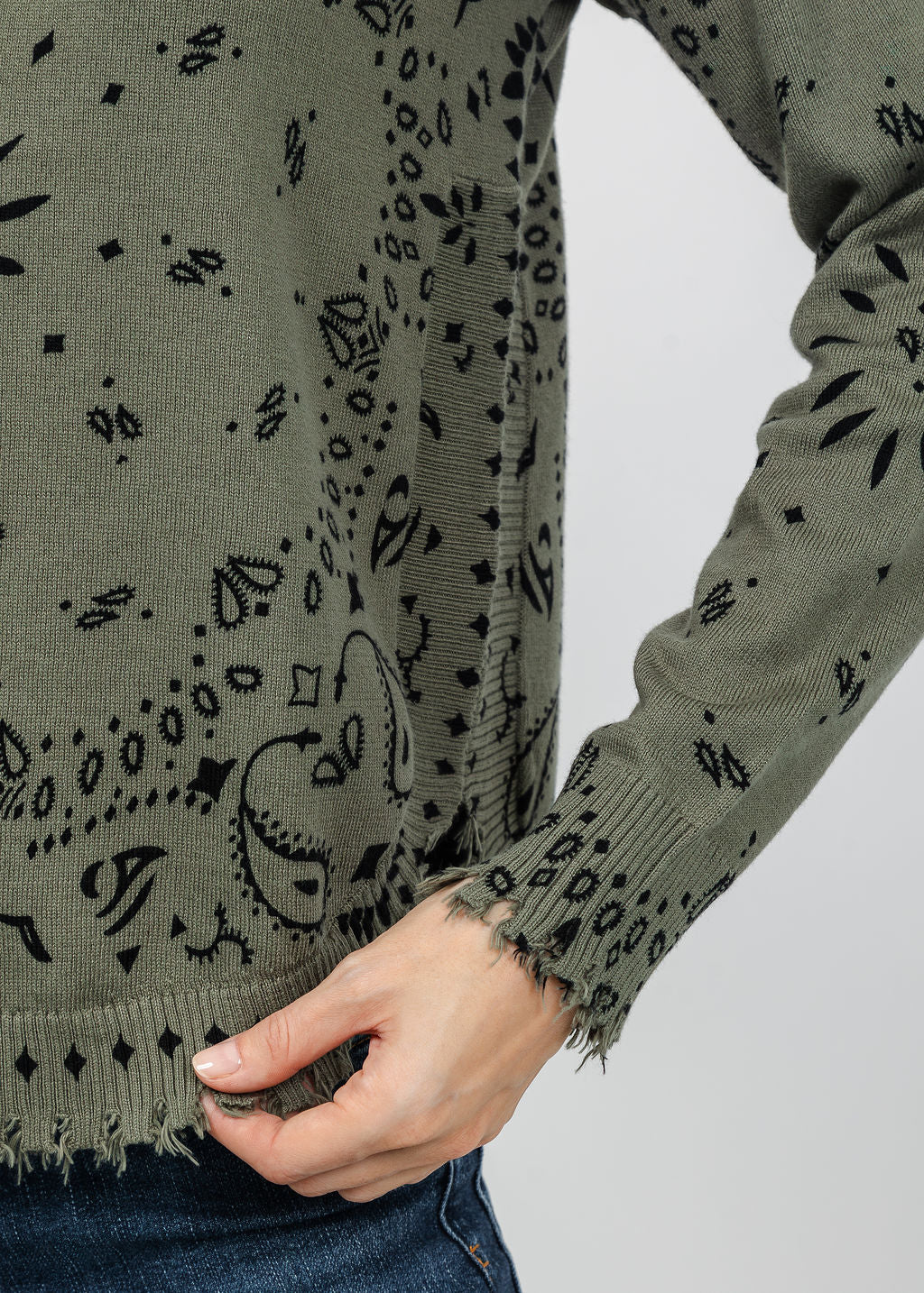 J Society Denim Collar Bandana Top in Moss available at Barbara Katz