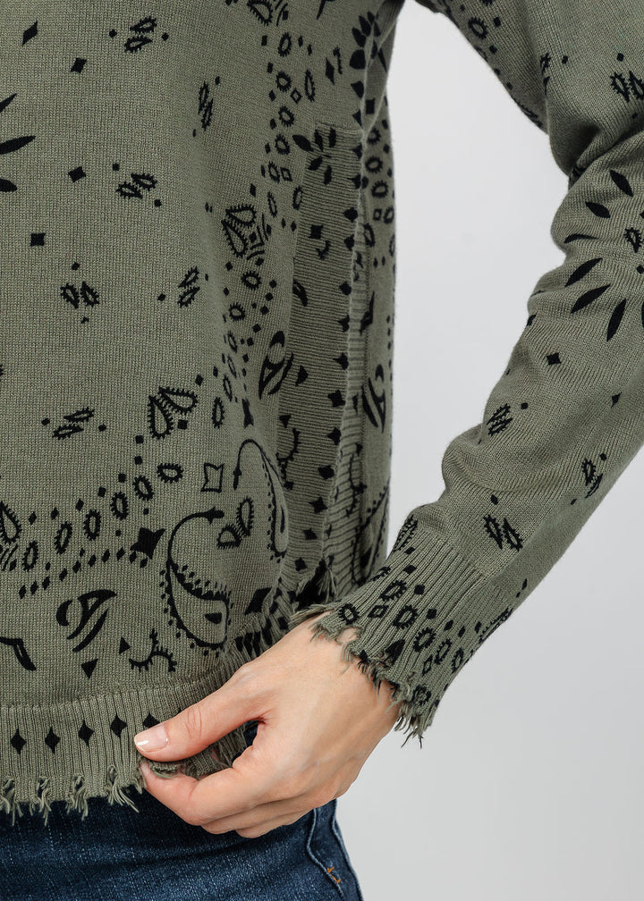 J Society Denim Collar Bandana Top in Moss available at Barbara Katz