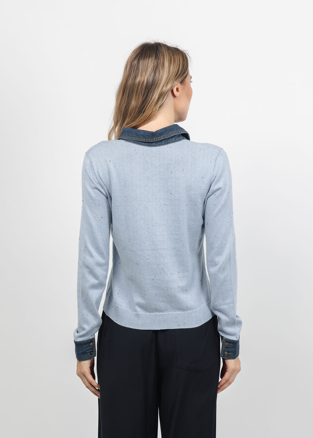 J Society Denim Collar Polo in Blue available at Barbara Katz