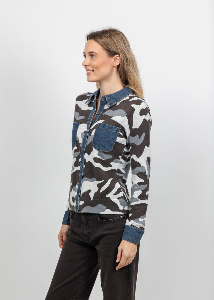J Society Denim Pocket Shirt in Silver available at Barbara Katz