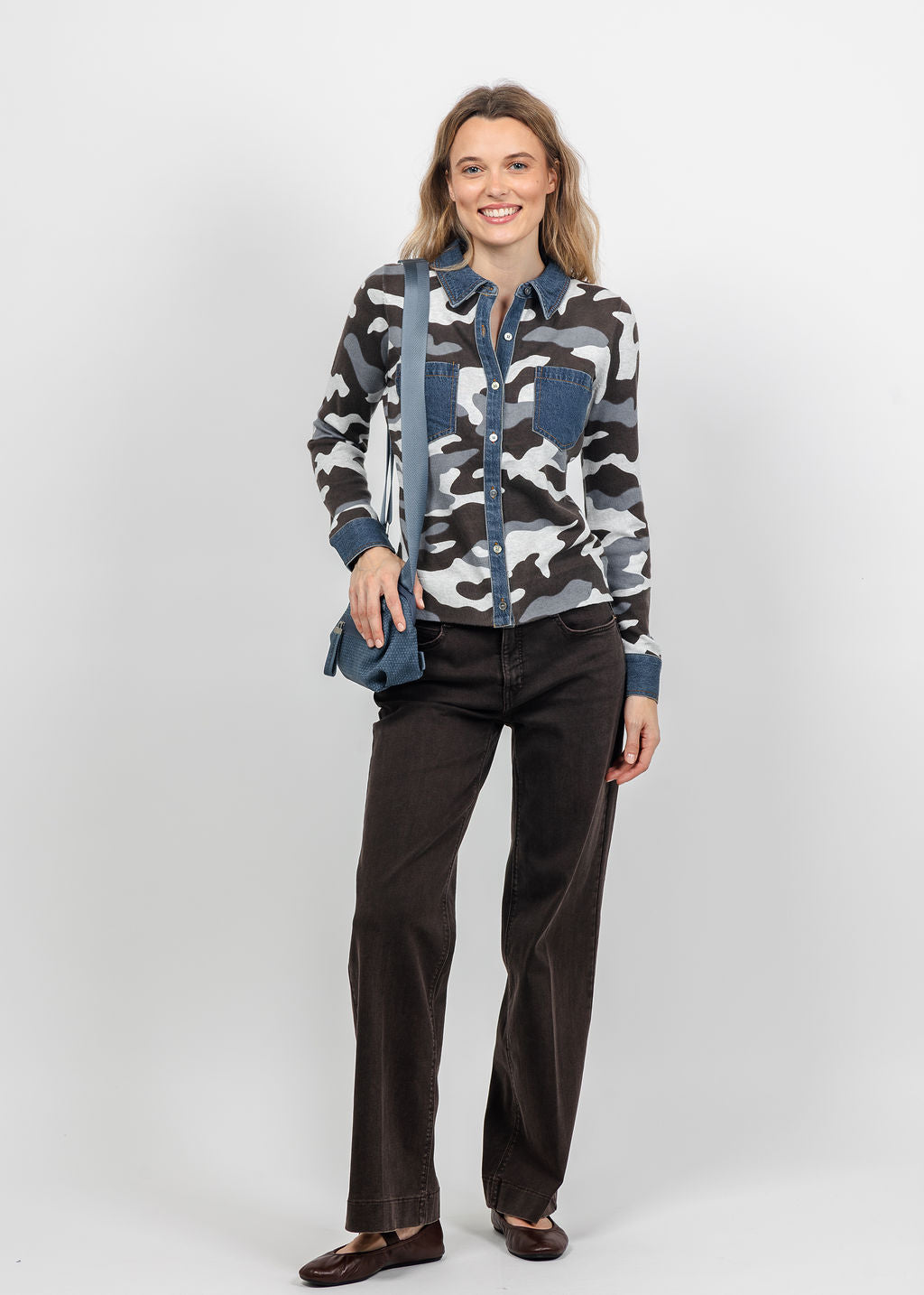 J Society Denim Pocket Shirt in Silver available at Barbara Katz