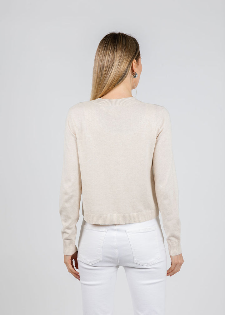 J Society Denim Trim Cardigan in Oatmeal/White available at Barbara Katz