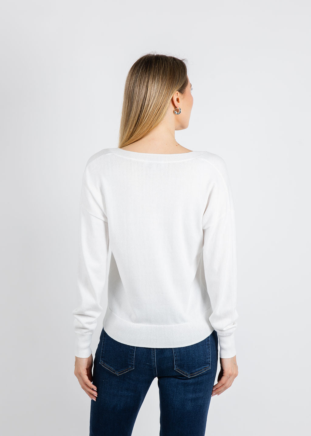J Society Easy V-Neck Sweater in White available at Barbara Katz